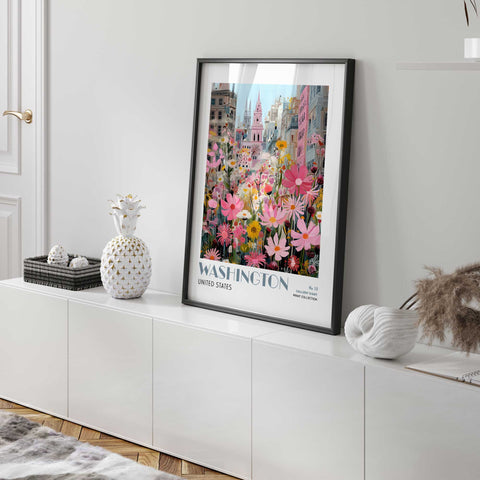 Colourful botanical city poster