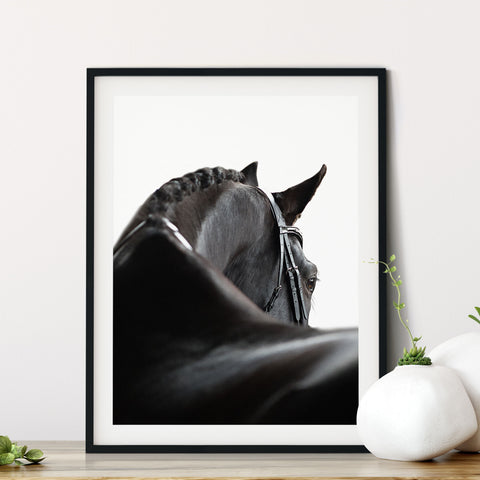 Contemporary black horse wall art for an equestrian-inspired home