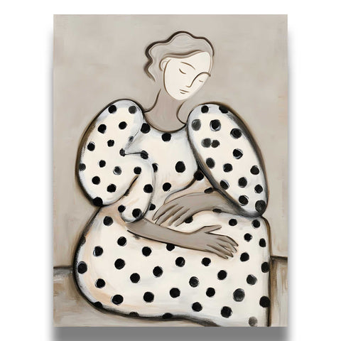 Contemporary fashion-inspired illustration with a soft, neutral palette.