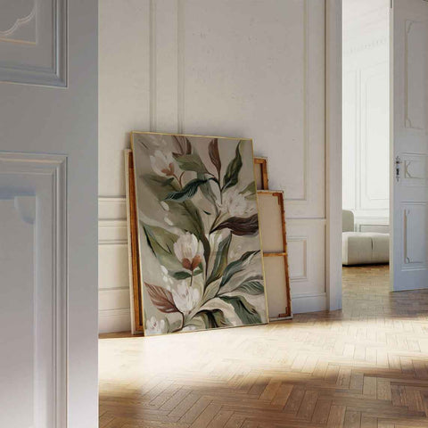 Contemporary floral wall art for an office or cottagecore-style home.