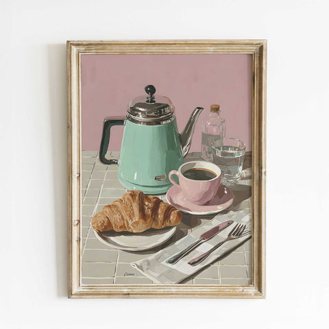 Contemporary food and drink wall art for a breakfast nook or coffee bar.
