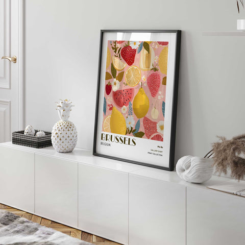 Contemporary fruit and floral print for kitchen