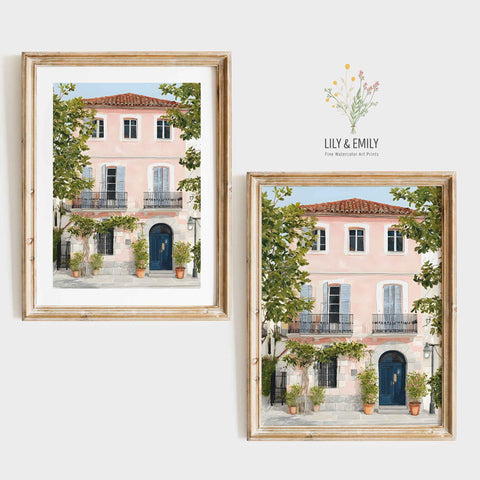 Contemporary gallery wall art featuring classic Mediterranean architectural motifs.