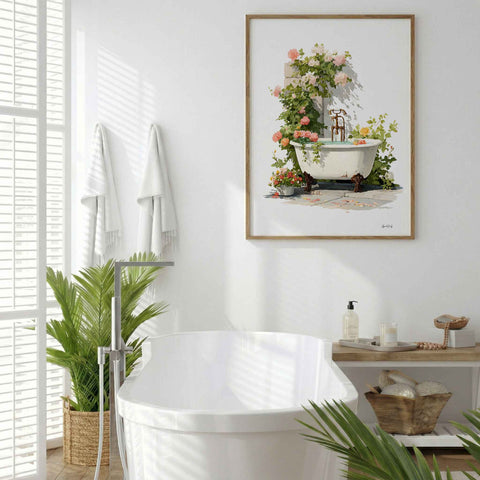 Contemporary gallery wall art featuring romantic floral and interior design motifs.