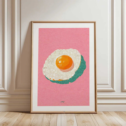 Contemporary kitchen wall art featuring a sunny side up egg for a cafe.