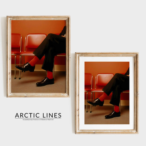 Contemporary nature decor featuring halved peaches on a neutral background.