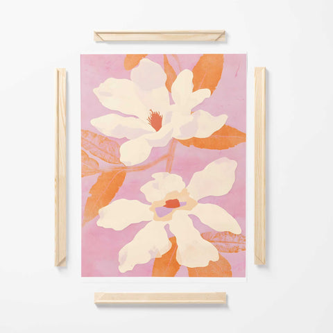 Contemporary pink botanical wall decor artwork
