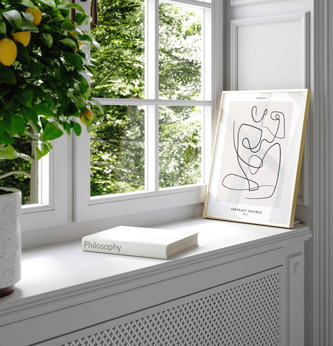 Continuous line drawing abstract figures art