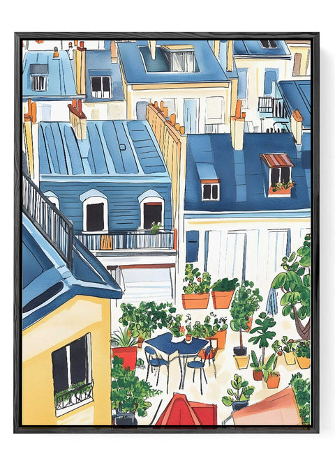Courtyard with potted plants print