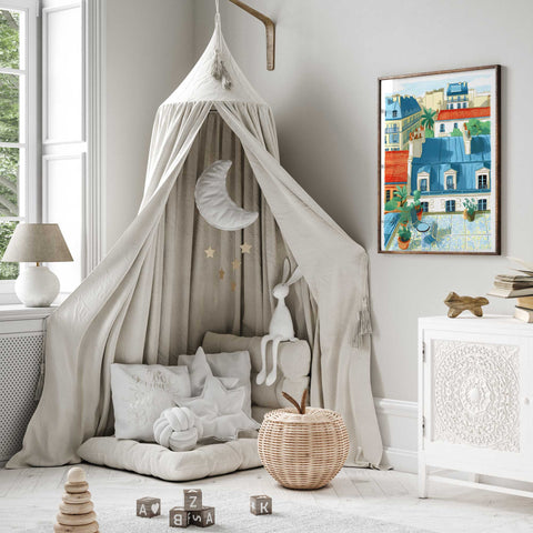 Cozy Balcony Art – French Terrace Print
