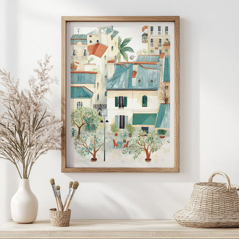 Cozy Courtyard Art – Parisian Garden Poster
