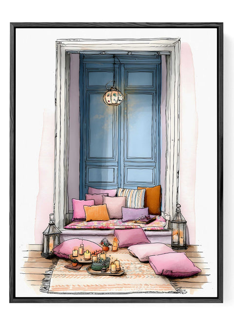 Cozy Moroccan-inspired corner illustration