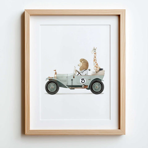 Cozy Nursery Print – Vintage Car Adventure
