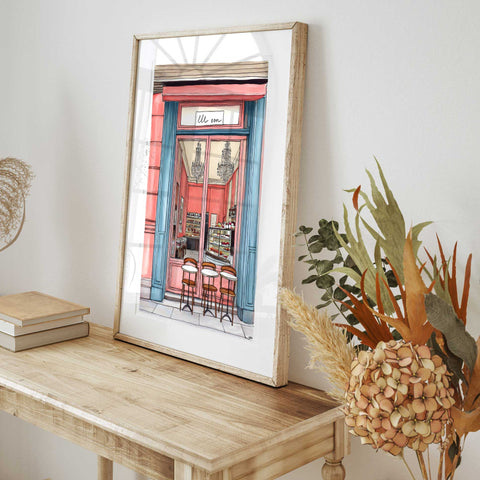 Cozy bakery scene for kitchen wall decor