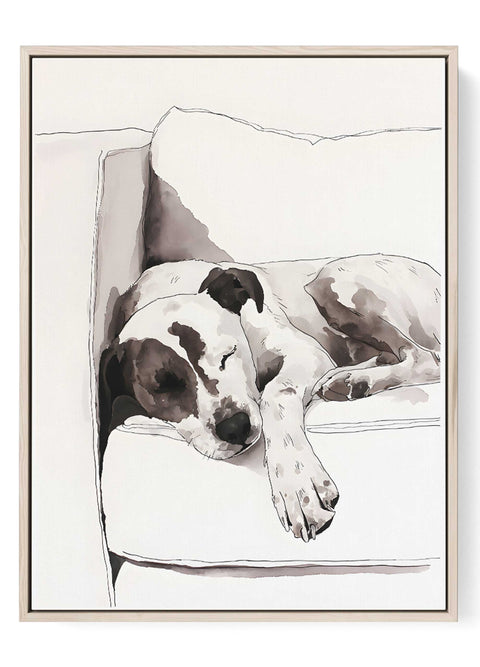 Cozy dog on couch art