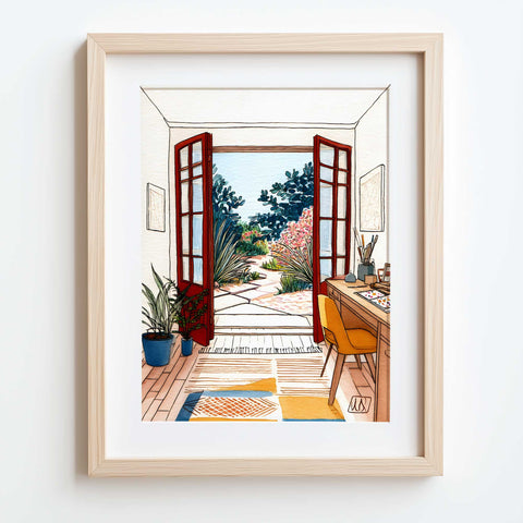 Cozy home studio decor illustration