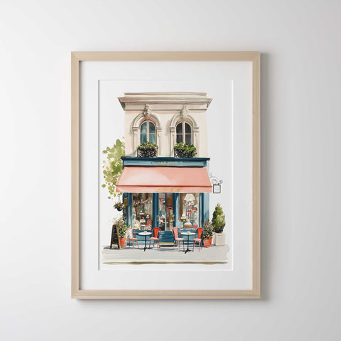 Cozy outdoor cafe scene in summer sun
