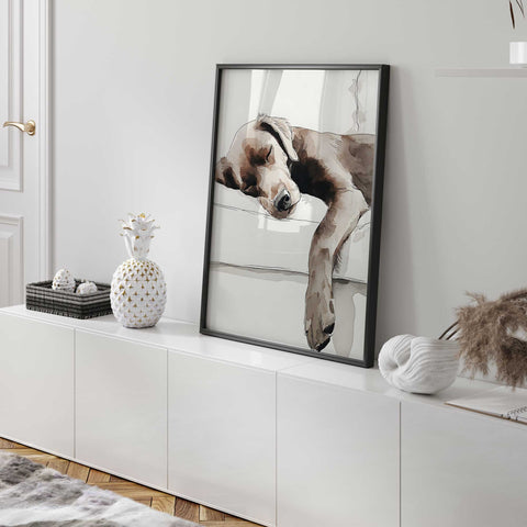 Cozy puppy watercolor art neutral tones