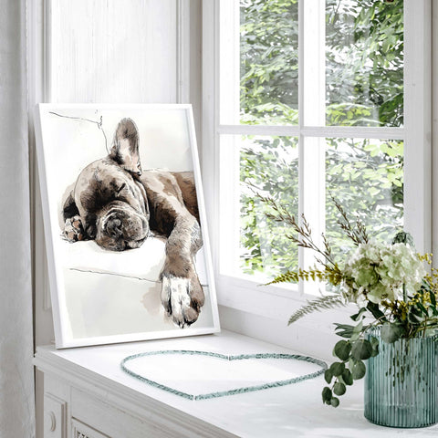 Cozy sleeping beagle dog watercolor illustration