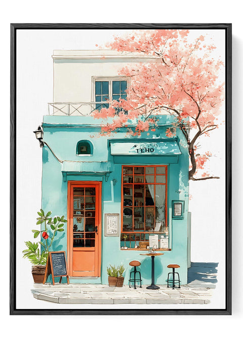 Cozy street café print