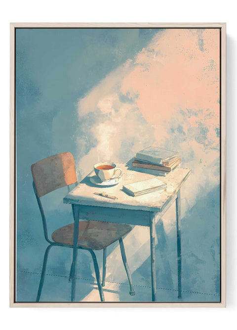 Cozy writing desk watercolor wall art print