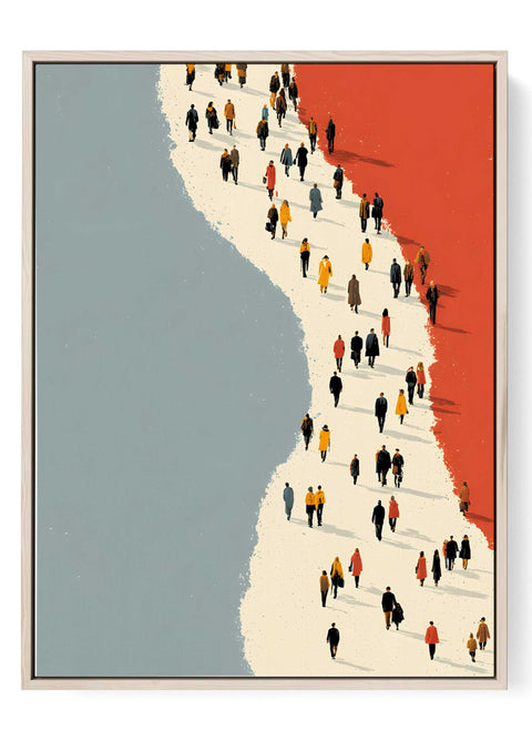 Crowd Wall Art Print beach walkers