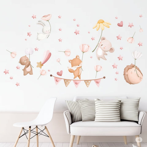Cute Animal Decals for Kids Wall Decor