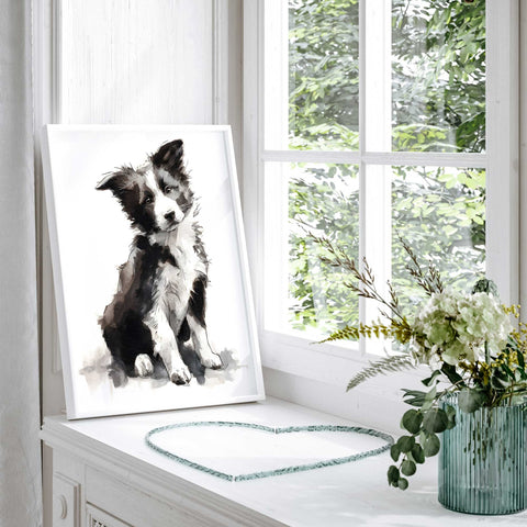 Cute Border Collie puppy illustration artwork
