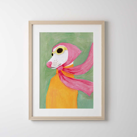 Cute dog nursery wall art in bold colors