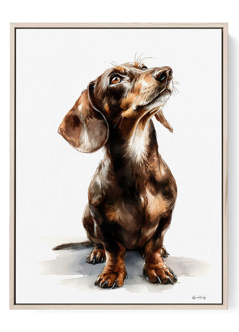 Dachshund wall art watercolor dog illustration