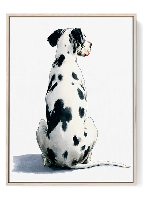 Dalmatian dog back view watercolor art print with spotted pattern