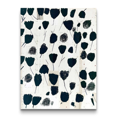 Deep blue abstract leaf artwork