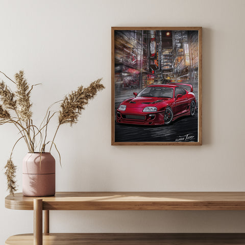 Detailed automotive wall decor for Toyota Supra MK4 enthusiasts