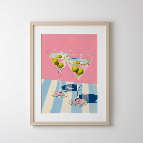 Dirty martini art print green olives