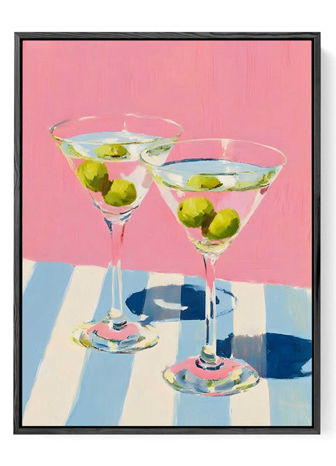 Dirty martini glasses olives art print