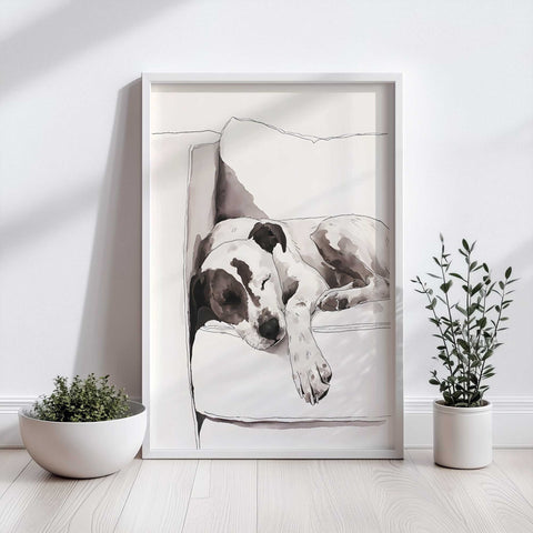 Dog on sofa painting