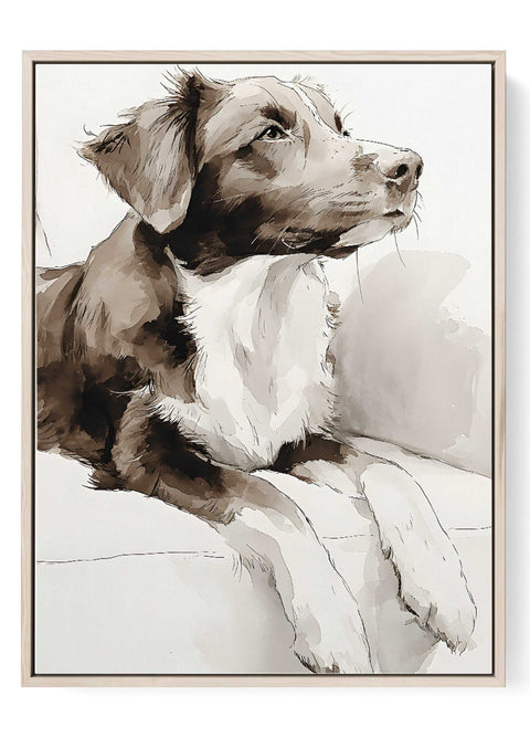 Dog wall art watercolor illustration