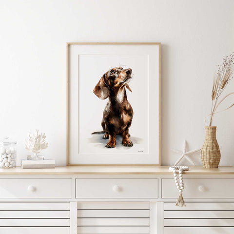 Dachshund illustration neutral wall decor