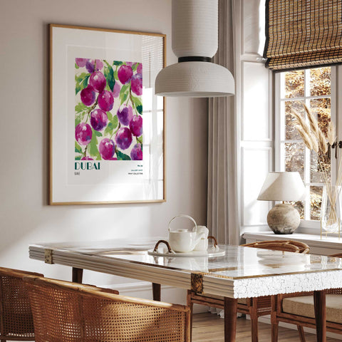 Dubai wall poster with lush botanical painting