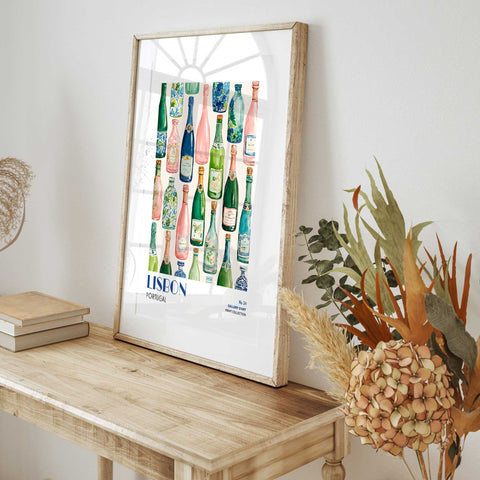 Eclectic Lisbon bar decor wall art print