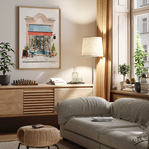 Elegant Parisian bakery watercolor print