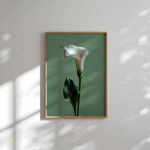 Elegant and calming flower art poster for a sunlit living room or office.
