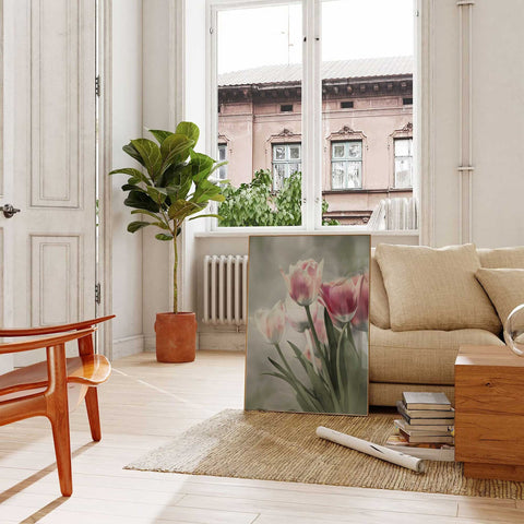 Elegant and calming flower art poster for a sunlit living room or nursery.