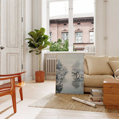 Elegant and calming nature-themed  poster for a bright living room.