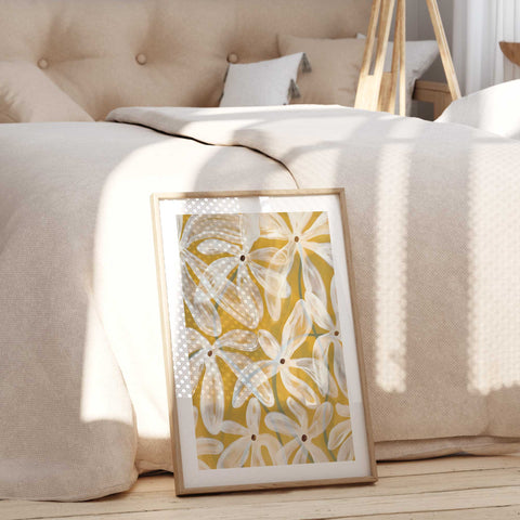 Elegant and calming nature-themedposter for a sunlit living room.