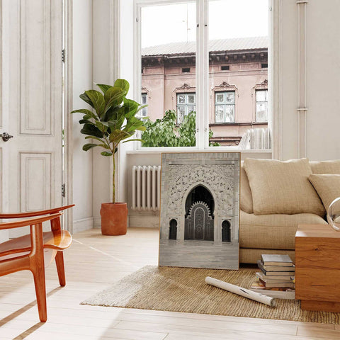 Elegant and peaceful world landmark art poster for a sunlit living room.