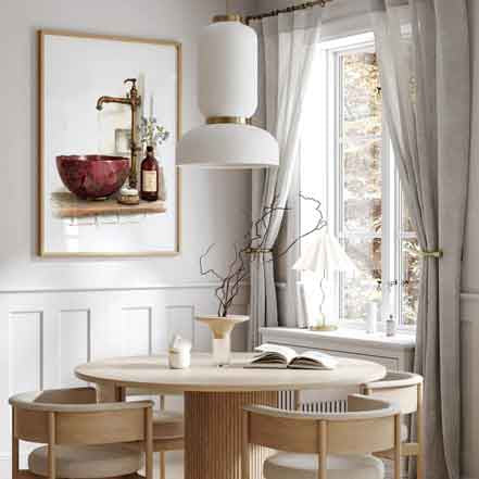 Elegant and refreshing nature-themed art poster for a sunlit bedroom or office.