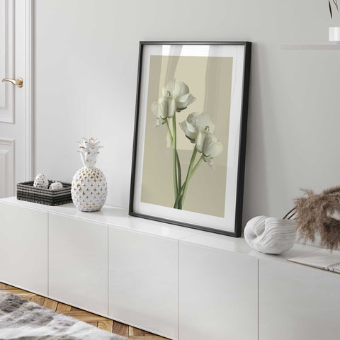 Elegant beige floral art poster