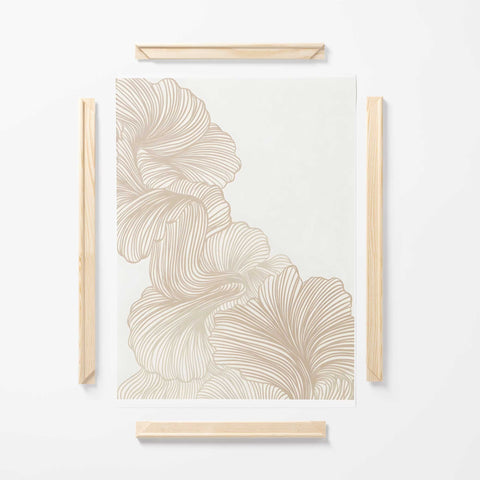 Elegant beige line drawing flower print
