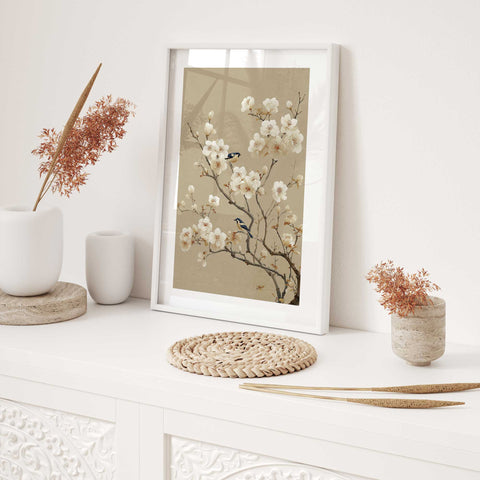 Elegant bird blossom wall art